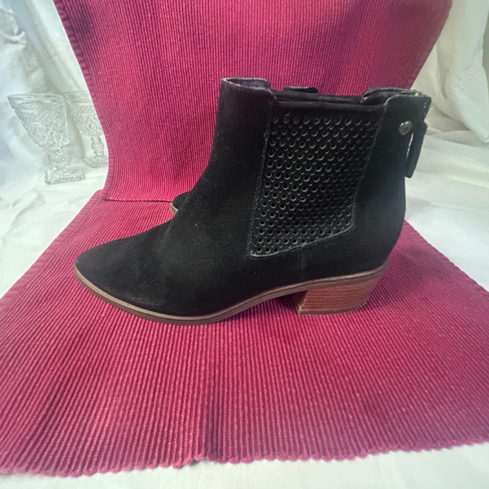 Cole Haan Val Ankle Booties Black Suede Perforated